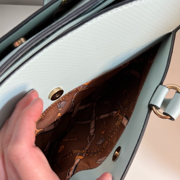 Large satchel bag shoulder bag light blue with light light green shade - Picture 5 of 14